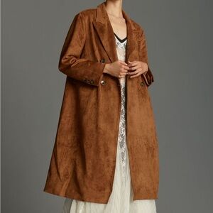 BY ANTHROPOLOGIE FAUX-SUEDE TRENCH COAT M